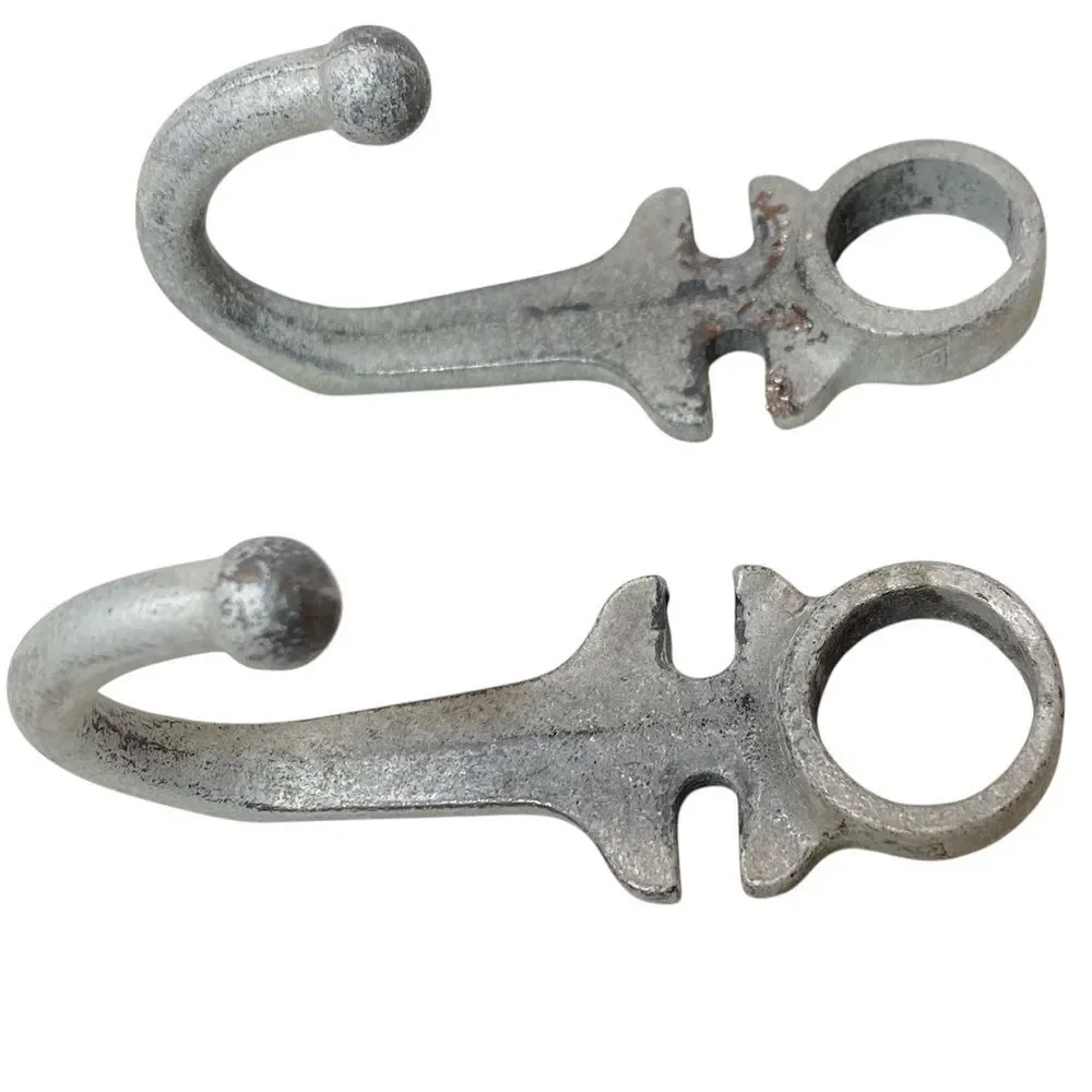 RESTORATIVE HARDWARE 2 ANTIQUE Wrought Iron Farm Style Heavy Duty Hooks Blankets
